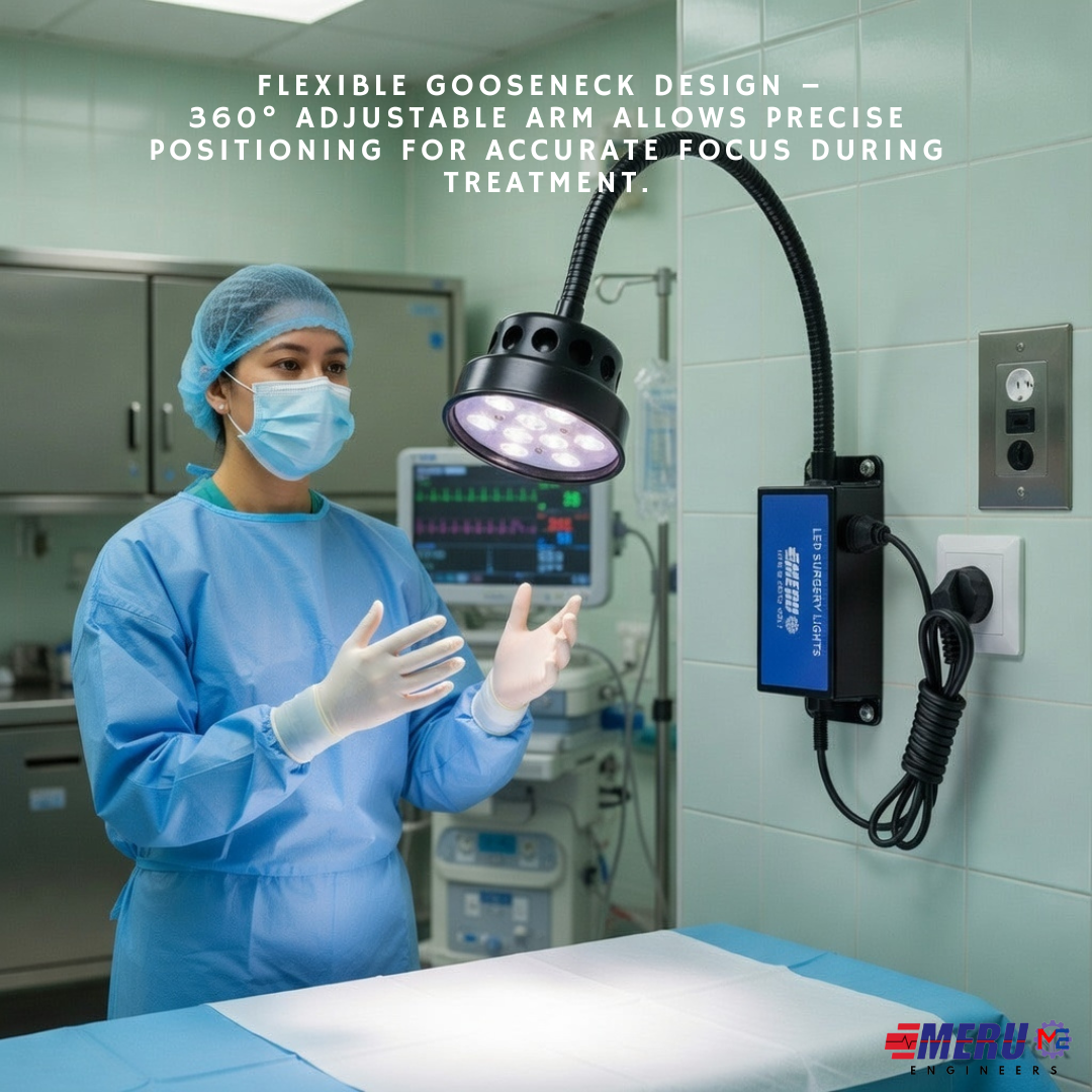 LED Examination Light 60000 Lux with Flexible Arm, Bright Illumination, Surgical Lamp, Clinic, Dental, Veterinary, OPD, Microbiology Lab, Gynaecologist, Pet Clinics (WALL MOUNT, 9 LED 60000 LUX)