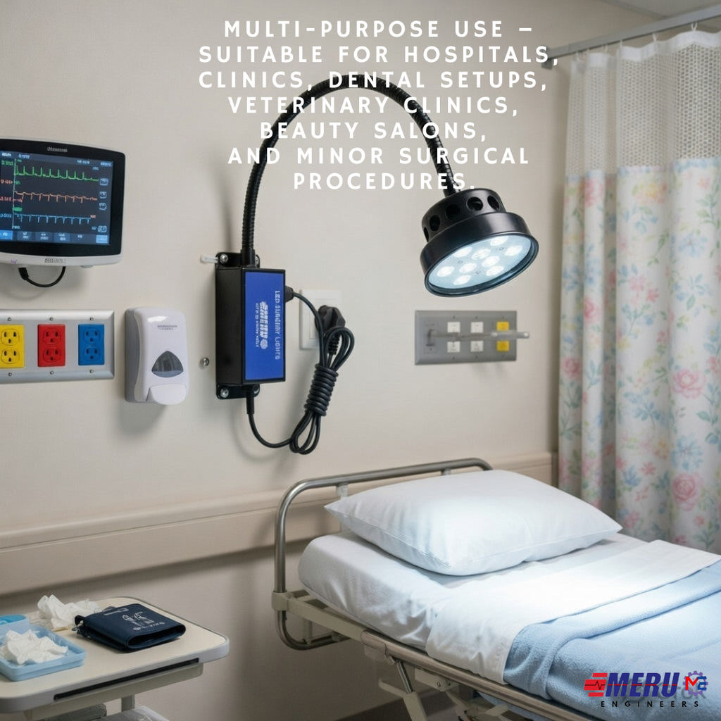 LED Examination Light 60000 Lux with Flexible Arm, Bright Illumination, Surgical Lamp, Clinic, Dental, Veterinary, OPD, Microbiology Lab, Gynaecologist, Pet Clinics (WALL MOUNT, 9 LED 60000 LUX)