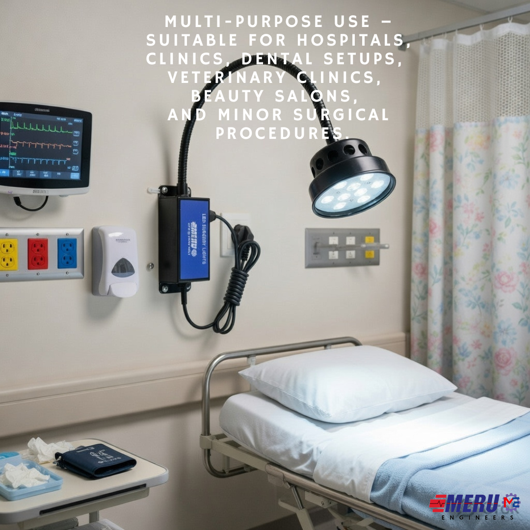 LED Examination Light 60000 Lux with Flexible Arm, Bright Illumination, Surgical Lamp, Clinic, Dental, Veterinary, OPD, Microbiology Lab, Gynaecologist, Pet Clinics (WALL MOUNT, 9 LED 60000 LUX)