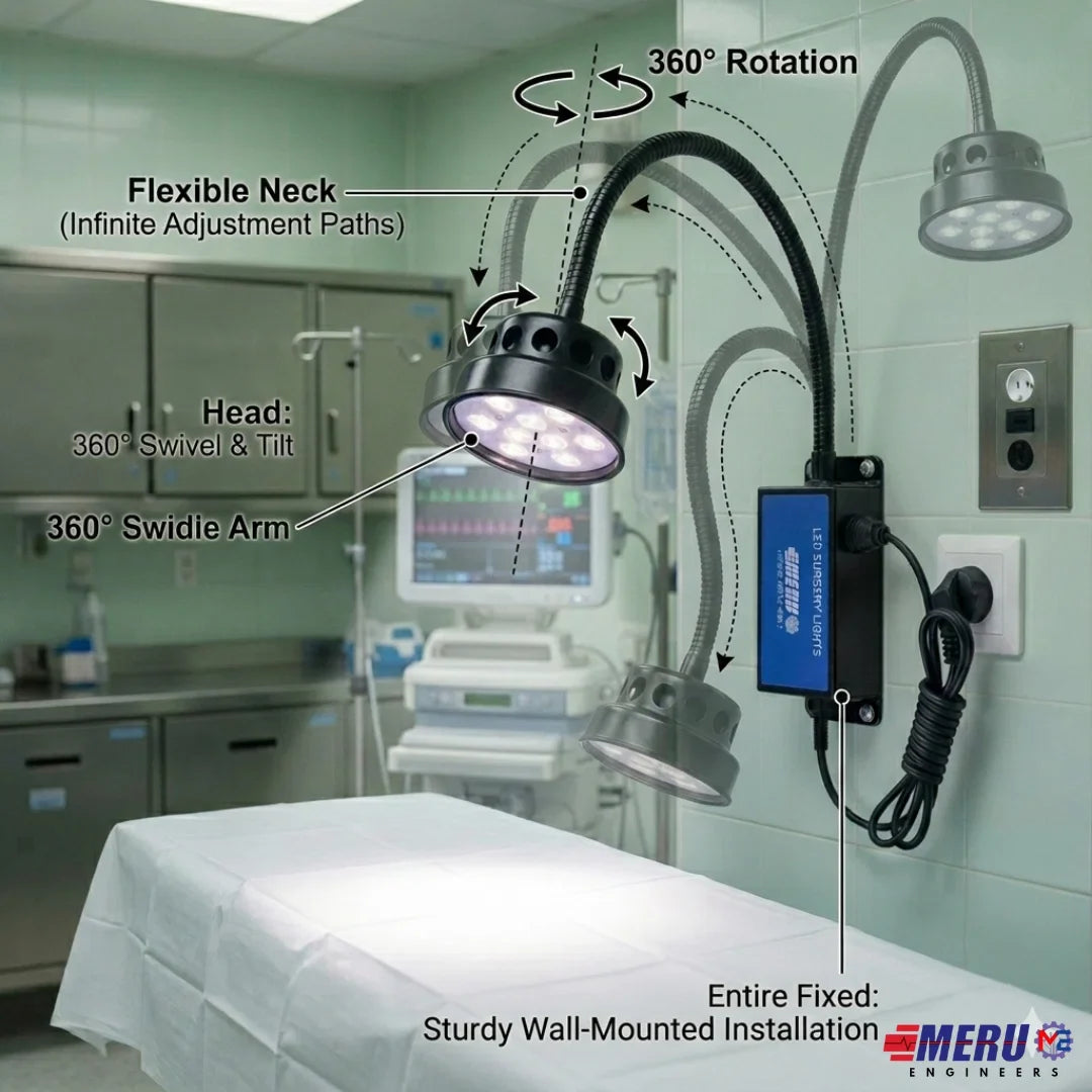 9 LED Examination Light Wall Mounting 60K Lux Capacity