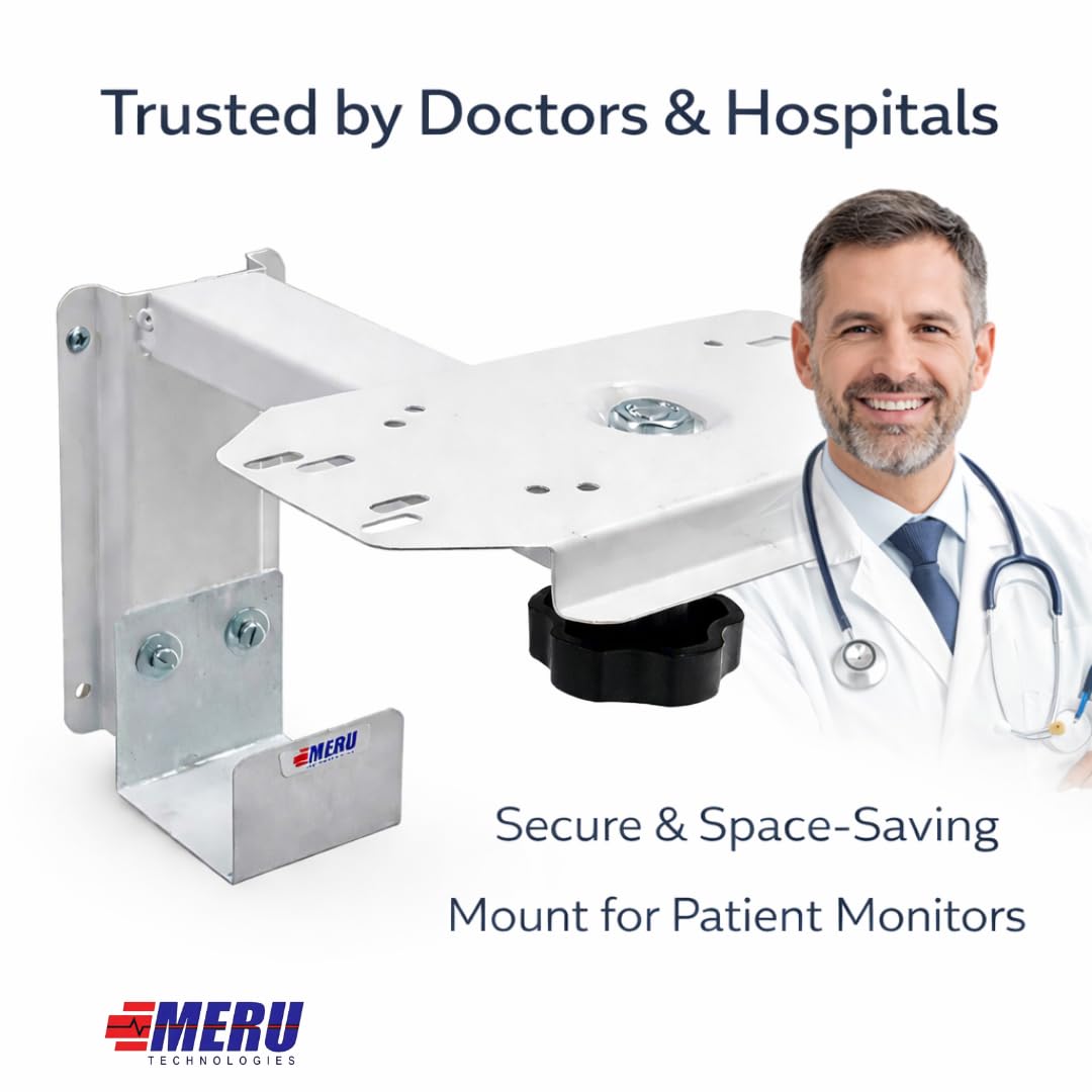 Wall Mount for Patient Monitor | Heavy-Duty Powder-Coated Steel | Adjustable Left & Right Movement with Ergonomic Black Knob ( FRIENDLY )