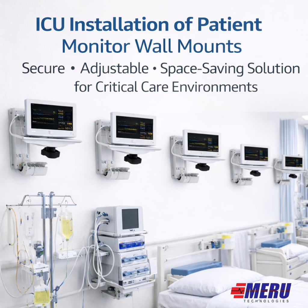 Wall Mount for Patient Monitor | Heavy-Duty Powder-Coated Steel | Adjustable Left & Right Movement with Ergonomic Black Knob ( FRIENDLY )