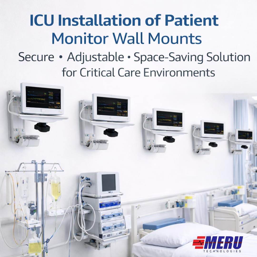 Wall Mount for Patient Monitor | Heavy-Duty Powder-Coated Steel | Adjustable Left & Right Movement with Ergonomic Black Knob ( FRIENDLY )