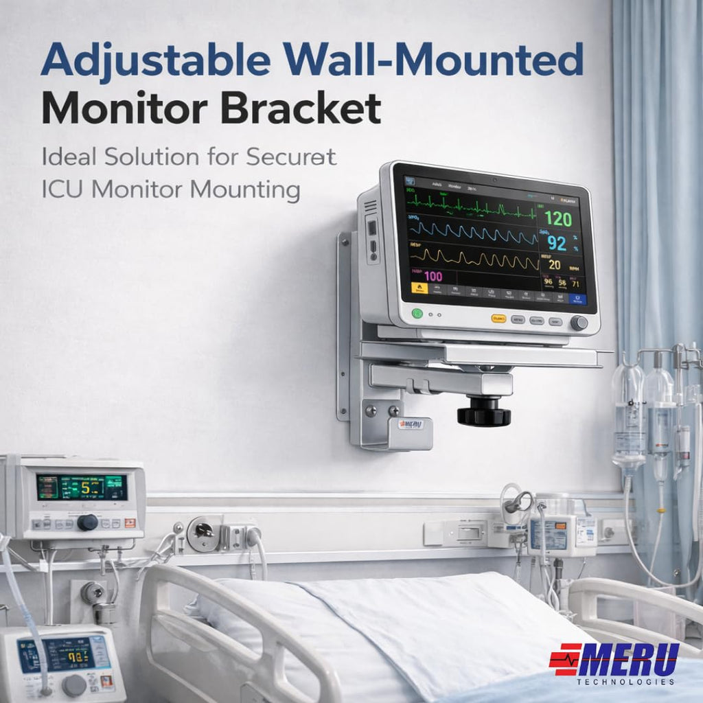 Wall Mount for Patient Monitor | Heavy-Duty Powder-Coated Steel | Adjustable Left & Right Movement with Ergonomic Black Knob ( FRIENDLY )