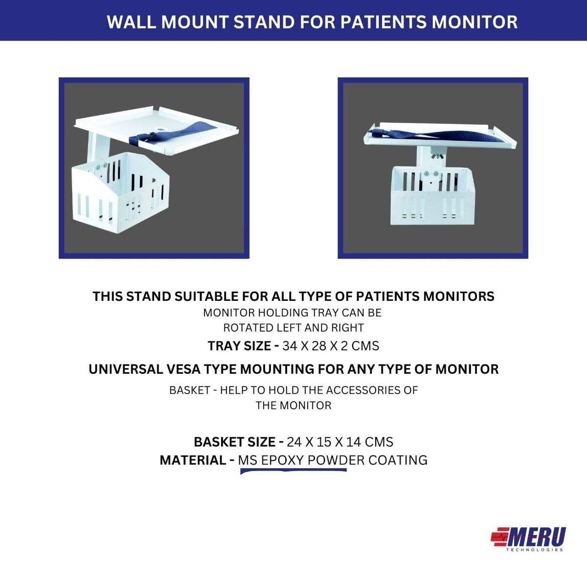 Patient Monitor Wall Mount Stand Compatible with All Multipara Patient Monitor. ( PACK OF 2 )